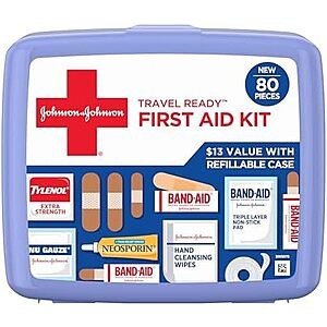 [SnS, AC] $6.59 | 80-Piece Band-Aid Travel Ready Portable Emergency First Aid Kit at Amazon